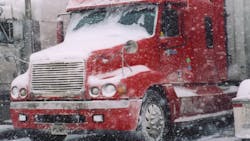 Frozen-over truck in winter Frozen-over truck in winter