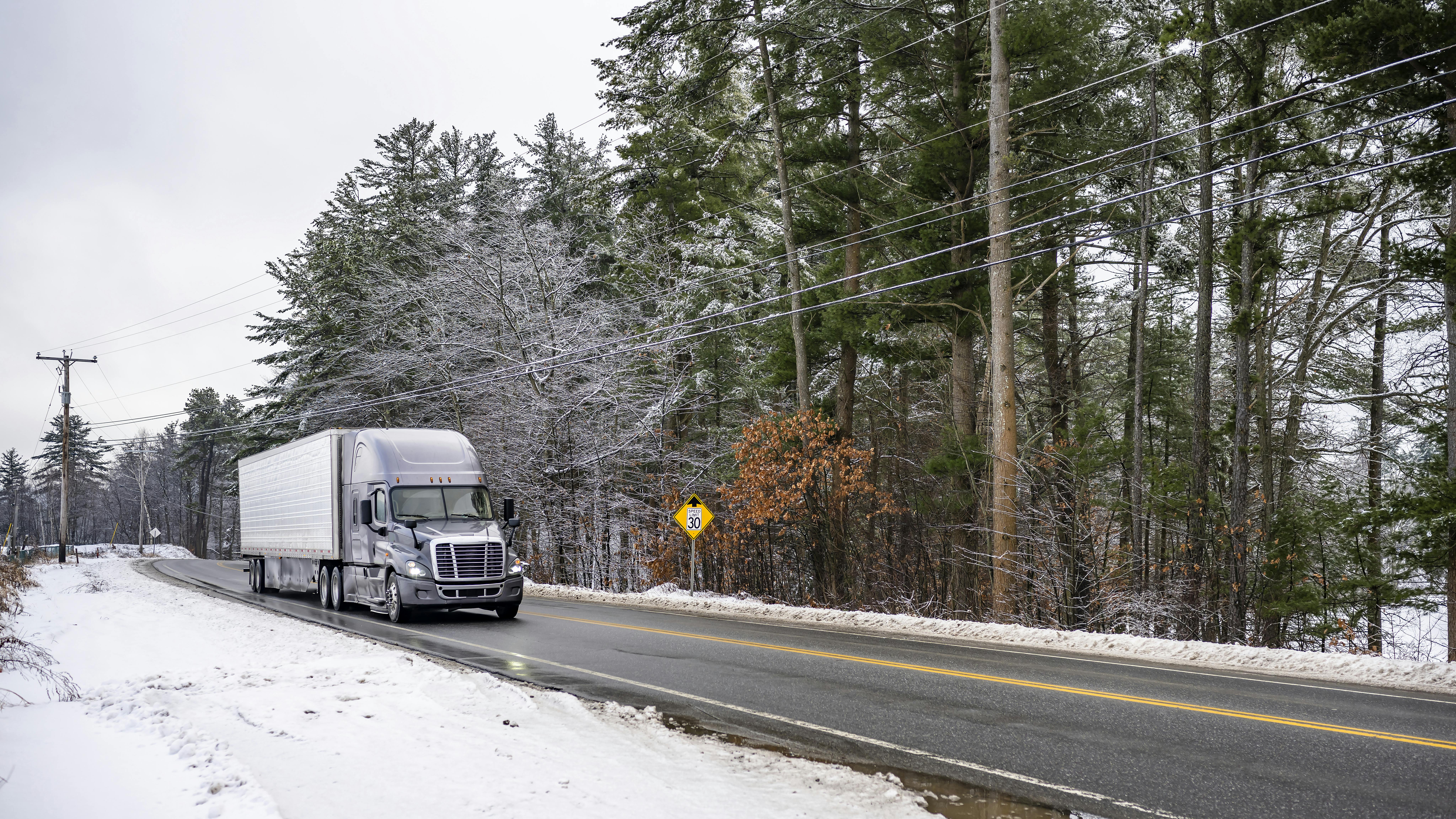 Dreamstime semitruck driving in winter