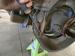 The Lang Tools' Brake Spring Fork Tool is designed to quickly and safely install and remove return springs for S-Cam air brakes found on both commercial trucks and trailers. It features a top claw design that securely cups the return spring to prevent it from sliding off or damaging nearby hoses and components, and helps speed up brake and wheel-end maintenance overall. The tool is made in the U.S. using heat-treated high-carbon alloy steel with a black oxide finish for corrosion resistance. The Lang Tools' Brake Spring Fork Tool is designed to quickly and safely install and remove return springs for S-Cam air brakes found on both commercial trucks and trailers. It features a top claw design that securely cups the return spring to prevent it from sliding off or damaging nearby hoses and components, and helps speed up brake and wheel-end maintenance overall. The tool is made in the U.S. using heat-treated high-carbon alloy steel with a black oxide finish for corrosion resistance.