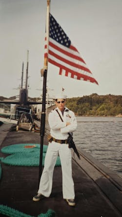 Fleet Maintenance's editor-in-chief John Hitch trying his hardest to look badass on the USS Oklahoma City, which is extremely difficult to do in white polyester bellbottoms Fleet Maintenance's editor-in-chief John Hitch trying his hardest to look badass on the USS Oklahoma City, which is extremely difficult to do in white polyester bellbottoms