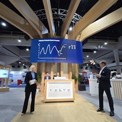 Cecilia Carlsson, VTNA's director of marketing and communications (left) and VTNA President Pete Voorhoeve, present, hold a media briefing at ATA's MCE in San Diego. Along with detailing new safety features for the All-New VNL and VNR Class 8 trucks, the OEM announced the new Load Finder feature of Volvo Connect to optimize routes and reduce empty miles. Cecilia Carlsson, VTNA's director of marketing and communications (left) and VTNA President Pete Voorhoeve, present, hold a media briefing at ATA's MCE in San Diego. Along with detailing new safety features for the All-New VNL and VNR Class 8 trucks, the OEM announced the new Load Finder feature of Volvo Connect to optimize routes and reduce empty miles.