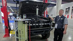 Chris McElroy, a technical service representative for BG Products, demonstarted how GDI valve cleaning restores engines to 'like new' performance and efficiency. Chris McElroy, a technical service representative for BG Products, demonstarted how GDI valve cleaning restores engines to 'like new' performance and efficiency.