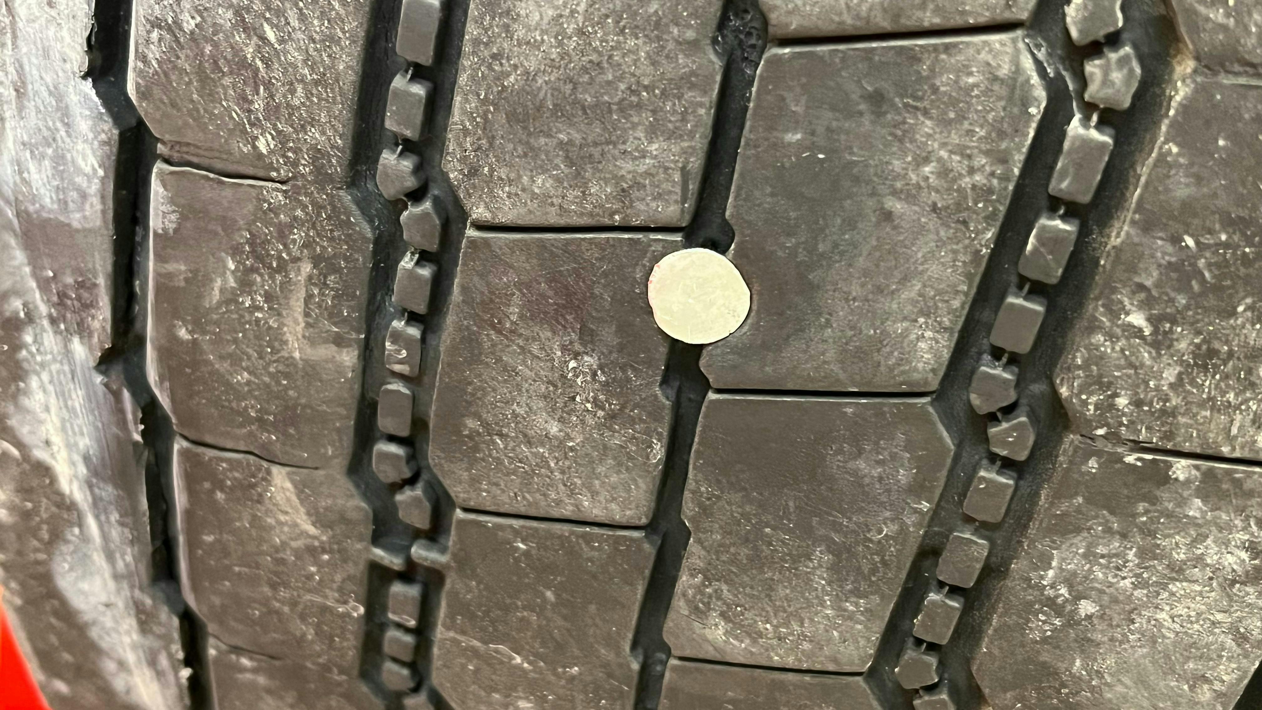 truck tire's tread crown puncture