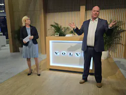 Cecilia Carlsson, VTNA director of brand, marketing and communications (left) and Magnus Koeck, VTNA vice president of strategy, marketing, and brand management (right) at ATA's Technology & Maintenance Council. Cecilia Carlsson, VTNA director of brand, marketing and communications (left) and Magnus Koeck, VTNA vice president of strategy, marketing, and brand management (right) at ATA's Technology & Maintenance Council.