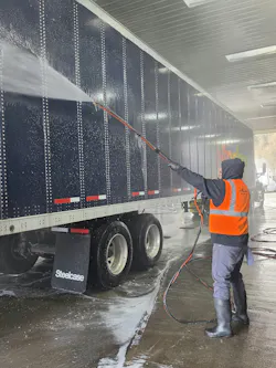 Pressure washing is part of JLE’s approach to trailer cleaning as a maintenance investment. Pressure washing is part of JLE’s approach to trailer cleaning as a maintenance investment.