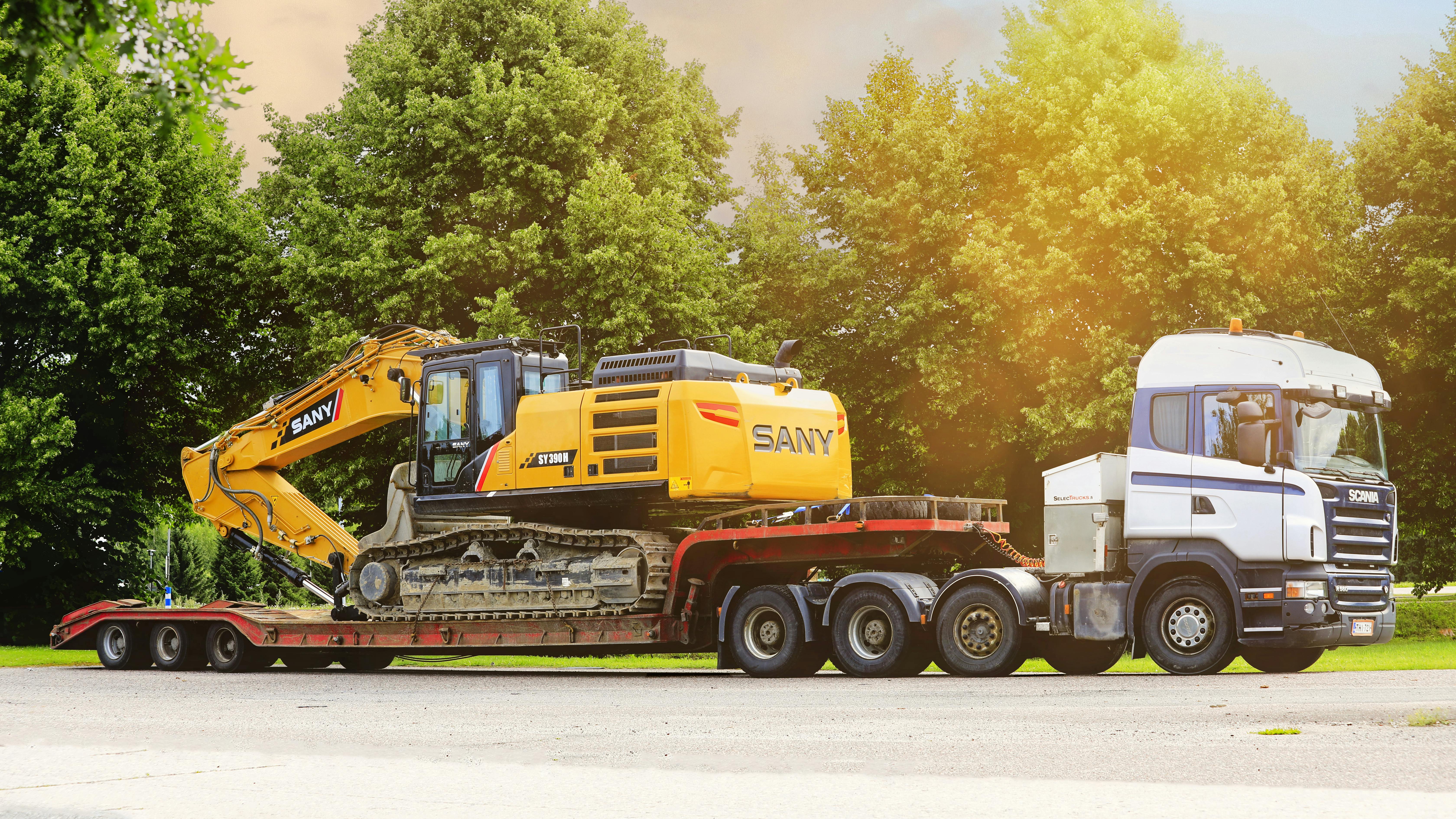 loaded lowboy, heavy-haul