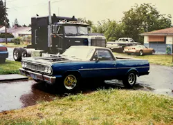 Adam Morgan's father was a Freightliner driver back in the 1990s, and they even went across Interstate 90 from Portland, Oregon to New York together in his semi. At home, they would spend time restoring the 1964 El Camino seen here. Adam Morgan's father was a Freightliner driver back in the 1990s, and they even went across Interstate 90 from Portland, Oregon to New York together in his semi. At home, they would spend time restoring the 1964 El Camino seen here.