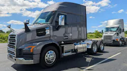 Shown: The dark grey redesigned Mack Anthem Day Cab on the Mack Experience Center test track. Its shorter 113.5-inch BBC enhances city maneuverability and provides a critical 12-foot forward visibility advantage.