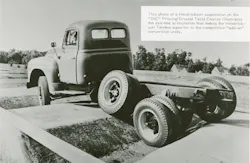 These tandem axles were connected by a walking beam to allow trucks to traverse rough roads.