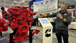 Kyle Richardson, Cummins product manager, gives press and onlookers an up-close walkthrough of the features of the 2027 X15.