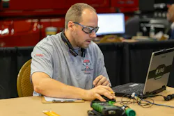 Jean-Sébastien Houle, the 2026 Ryder Top Tech, completes one of 10 skills stations.