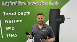 Ryan Maughan, MD at Transense Technologies with an example of the Translogik TLGX digital tyre management tool.