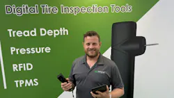 Ryan Maughan, MD at Transense Technologies with an example of the Translogik TLGX digital tyre management tool.