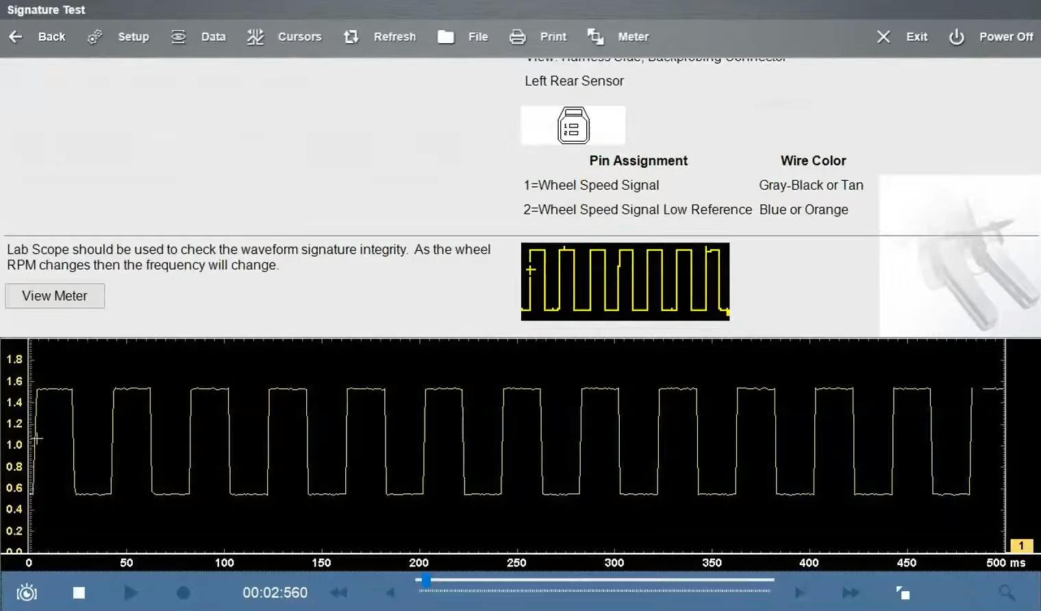 Waveform for signature test