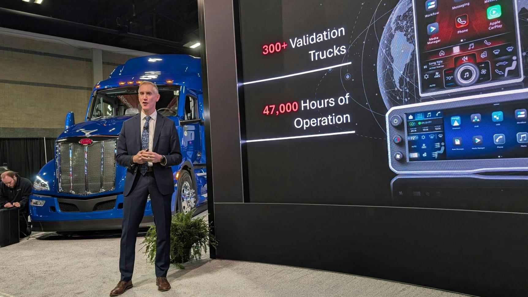 Patrick Dean, director of Paccar Electronics, discusses the new Paccar Connect platform at the 2026 American Trucking Associations' Management Conference &amp; Exhibition in Charlotte.