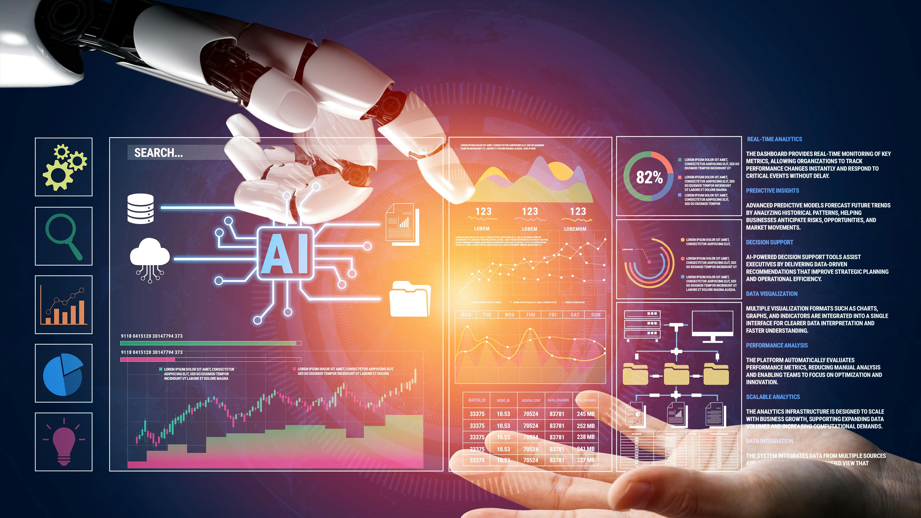 AI and human hands and data